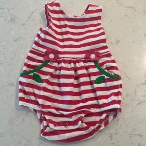 Florence Eiseman 12 Month Striped Romper with Flower Appliqué
